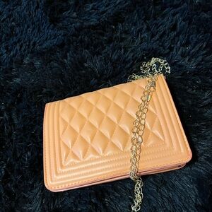 Chic Quilted Tan Chain Bag